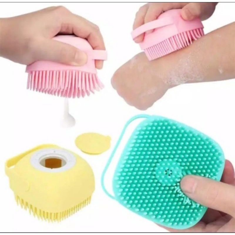 SPON SIKAT MANDI SILIKON DISPENSER BATH BRUSH MASSAGE BRUSH