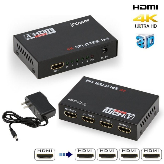 HDMI Splitter 4 port spliter / SPLINTER HDMI 2 WAY HD 1080P termurah