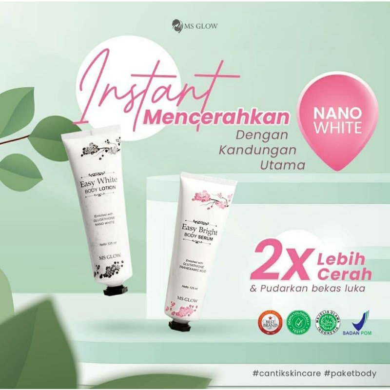 Pemutih badan bpom aman untuk bumil & busui PAKET BODY WHITENING LOTION & SERUM MS GLOW ORI 100%