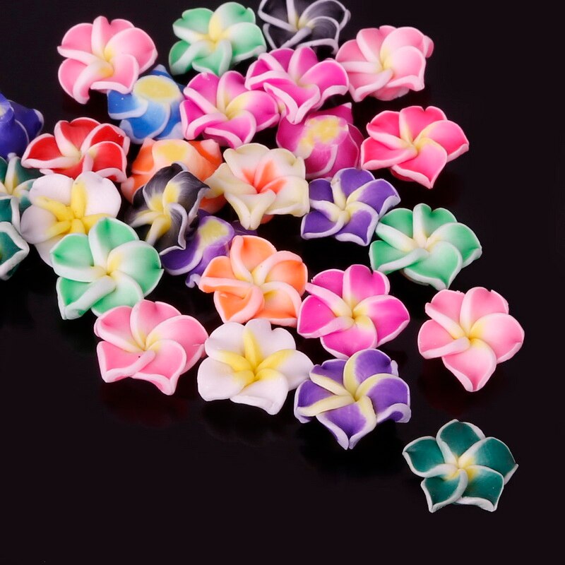 10pcs / Lot Manik-Manik Bunga Bahan Polymer Clay Warna Campur Untuk Aksesoris Perhiasan Diy