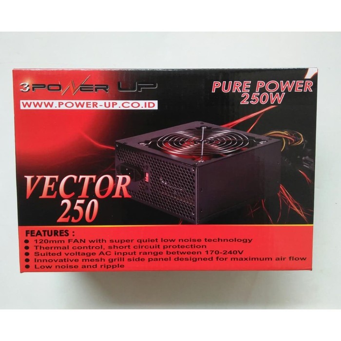 PSU Power Up Vector Pure 250 250w Power Supply PC with VGA 6 Pin