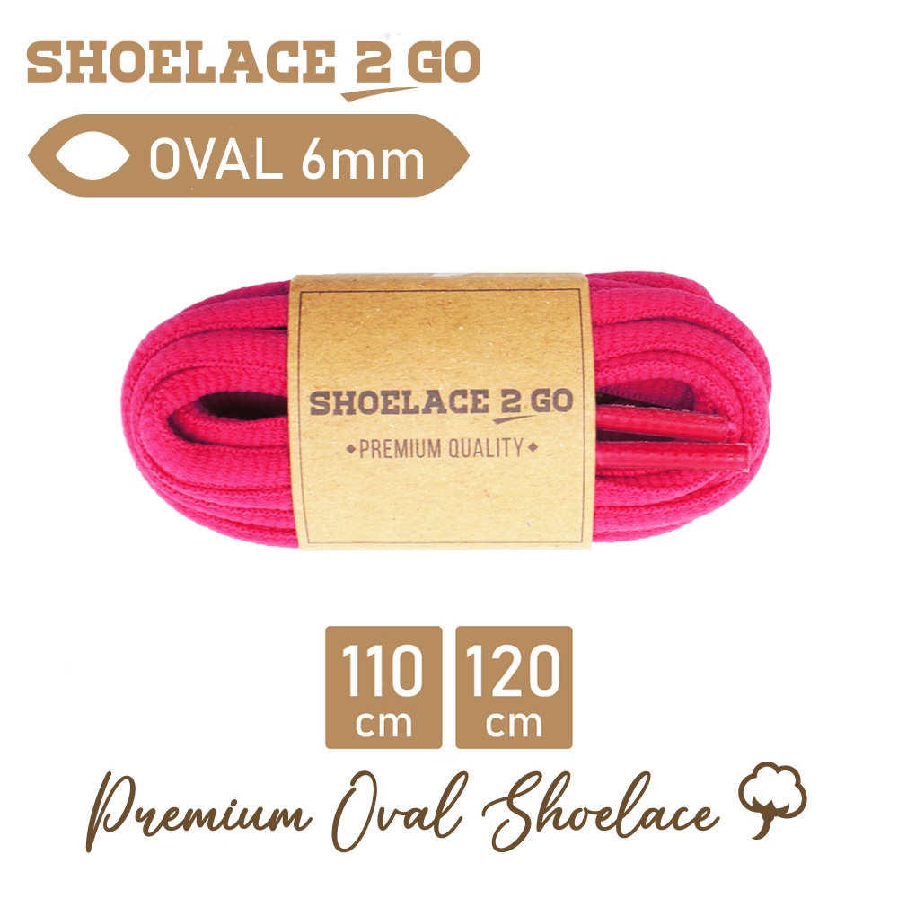 SHOELACE 2 GO PREMIUM TALI SEPATU LONJONG OVAL G1 - HOT PINK - 110CM 120CM