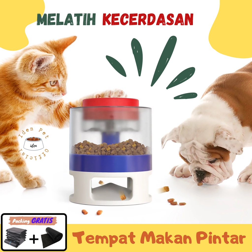 Tempat Makan Interaktif Anjing Otomatis &amp; Mainan Slow Feeder Kucing Pintar Dog Cat Feeder Toy