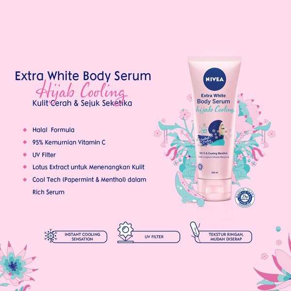 (READY &amp; ORI) Nivea Body Serum Extra White Hijab Cooling - 180ml