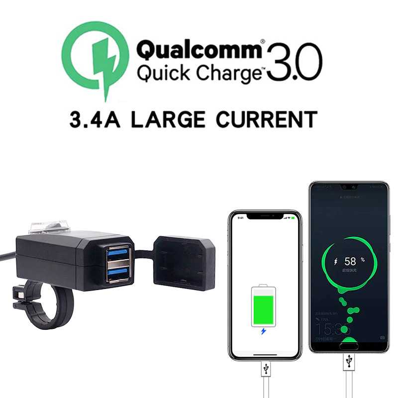 EAFC USB Charger Motor Sepeda 2 Port QC3.0 Waterproof - Y452