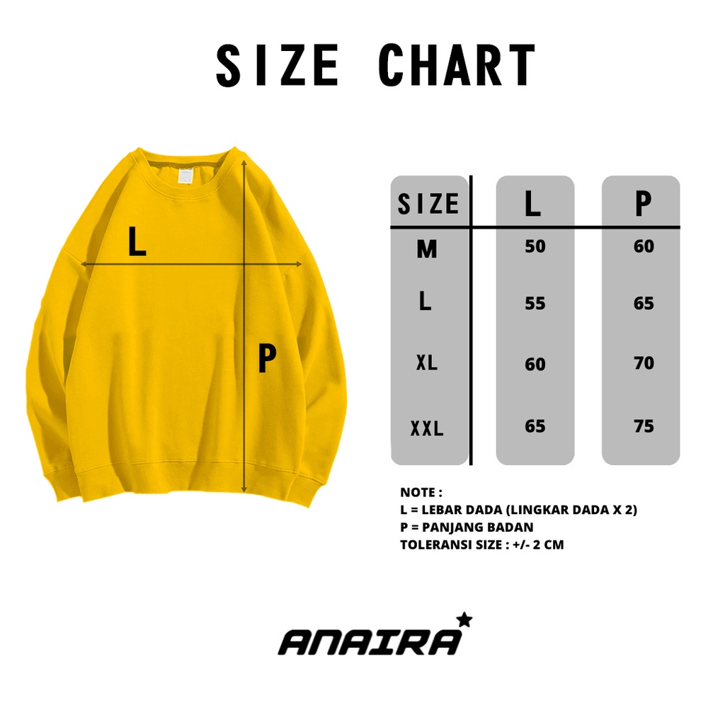 CREWNECK BASIC Size M-XXL ANAIRA