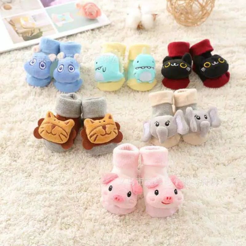 Kaos kaki Boneka Bayi RATTLE (bunyi) Import dengan Antislip CBKS VC