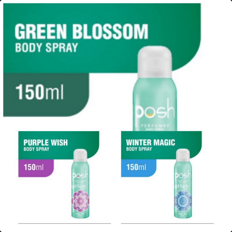 Posh Hijab Body Spray Green Blossom, Purple Wish