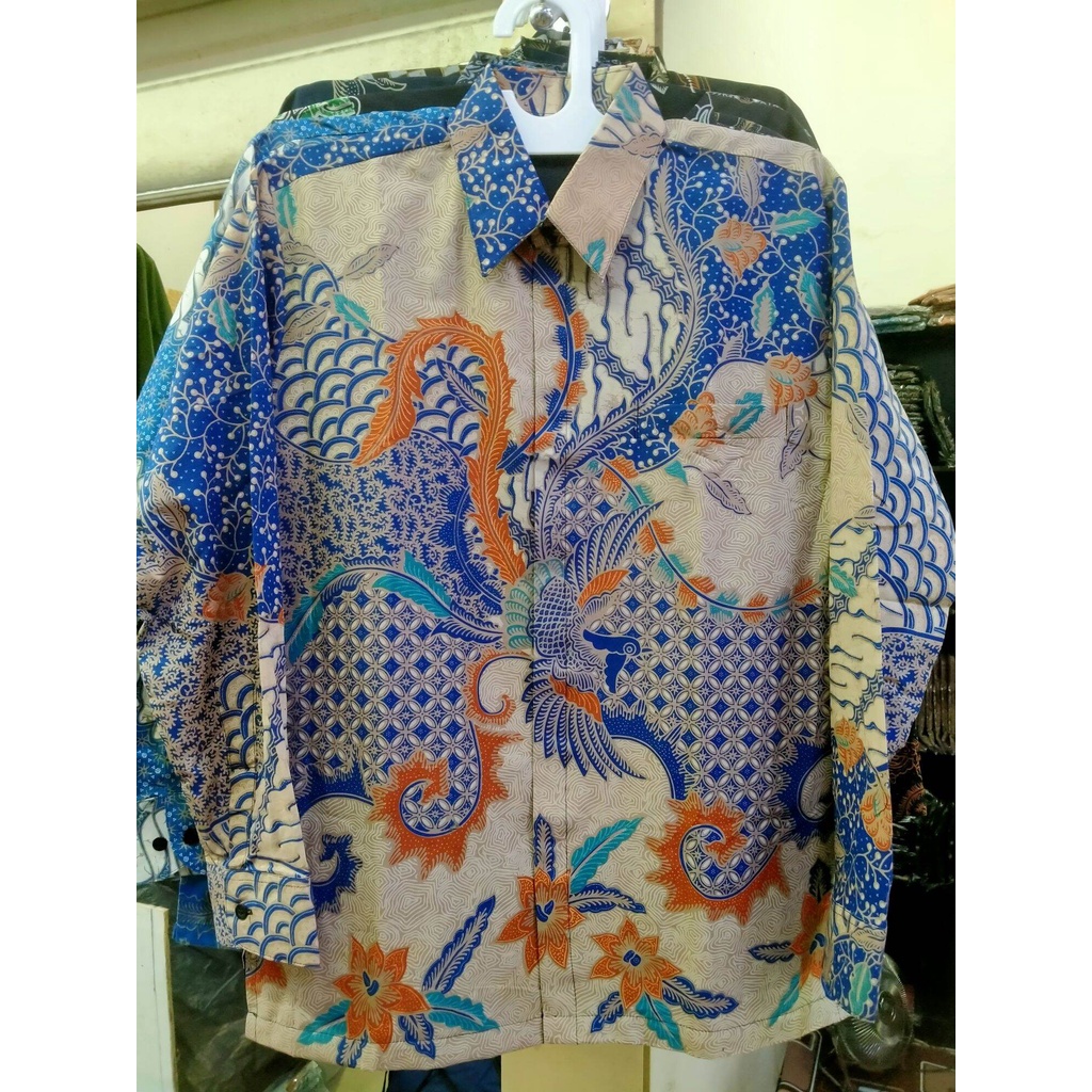 Kemeja batik premium lengan panjang warna biru / batik cowok terbaru 2022 KUMARA / baju batik lengan panjang full furing / batik pria keren ori solo