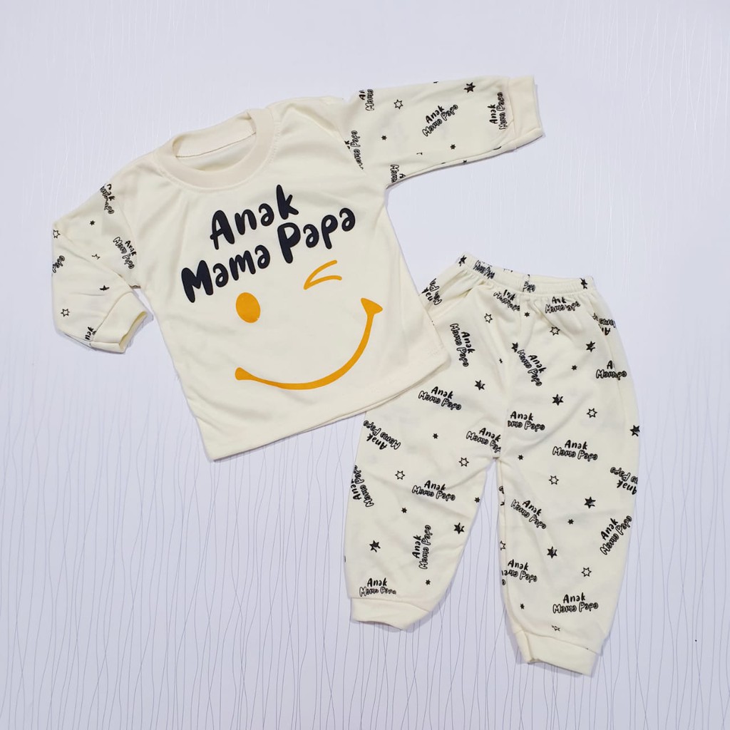 setelan piyama anak cewe cowo unisex anak mama papa smile