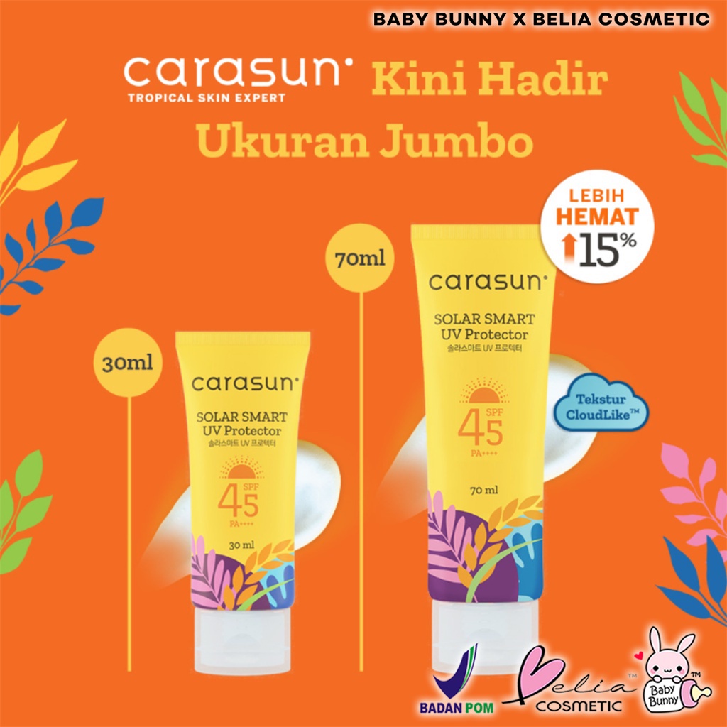 ❤ BELIA ❤ CARASUN Solar Smart UV Protector Sunscreen SPF 45 PA++++ | 8ml | 30ml | 70ml | BPOM