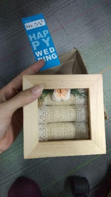Kotak Cincin Kayu Kecil + Bunga Untuk Seserahan/ Lamaran Kc