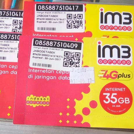 FREE JNT DIBANTU AKTIFASI KTP/KK (2 BULAN FULL) Kartu Perdana Internet Indosat Im3 Kuota 35GB 3G/4G