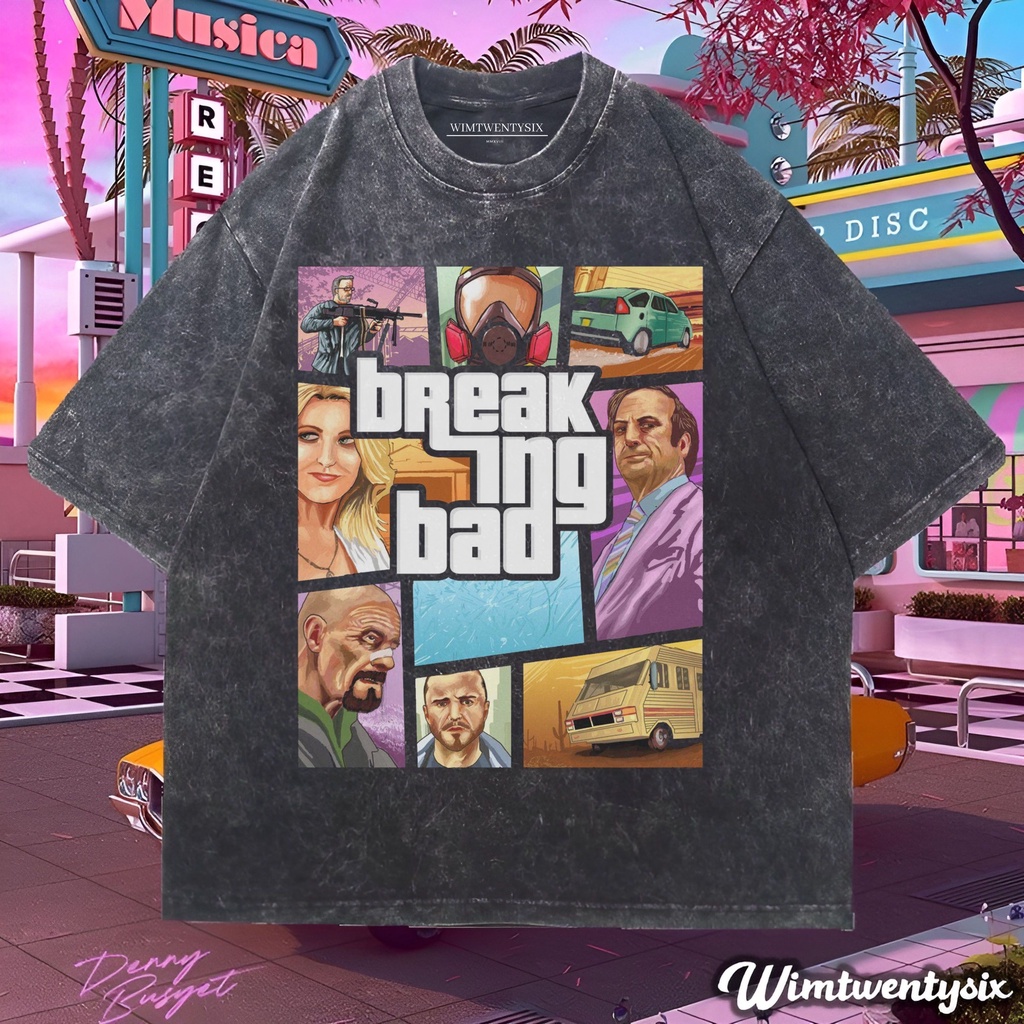 t-shirt oversized | kaos oversize | washing | breaking bad | gta style | vintage tee