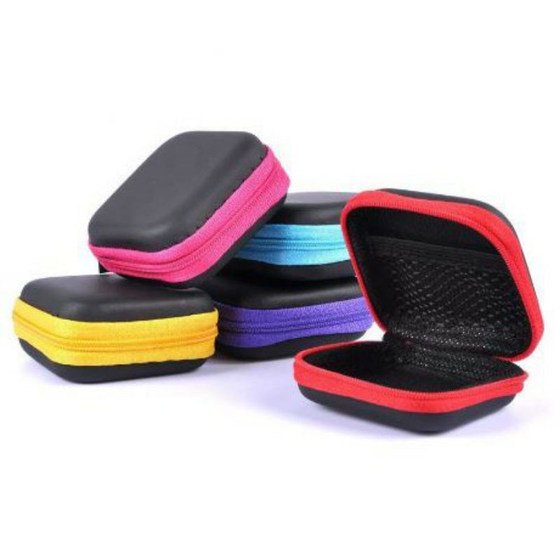 Travel Pouch Dompet Persegi Case Organizer Tempat Headset Koin Kunci Kotak Penyimpanan Charger Mini