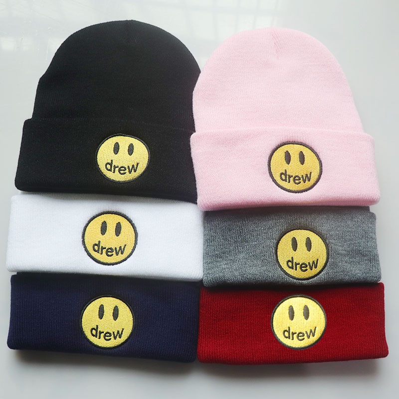 Topi Rajut Bahan Wol Motif Smiley Face Gaya Hip-Hop Untuk Pria Dan Wanita