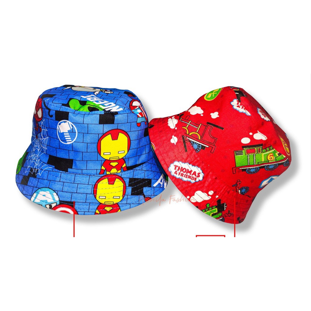 TOPI BAYI BALITA KARAKTER LUCU KIDS BUCKET HAT ( 18 BULAN-5 TAHUN )