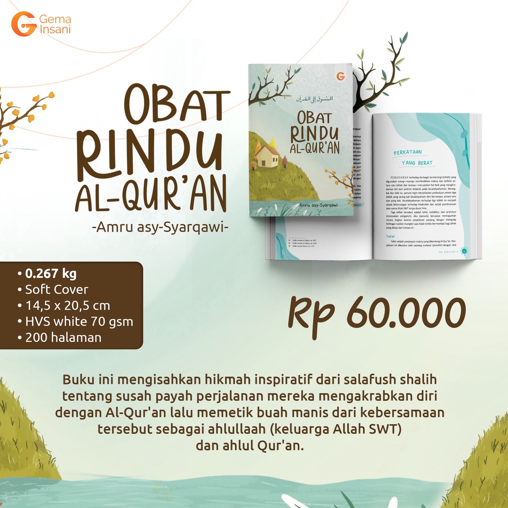 Buku Obat Rindu Al Qur`an - Gema Insani 100% Original