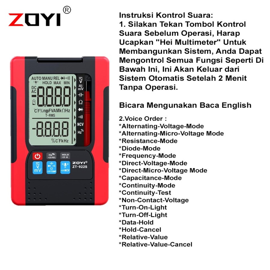 ZT Voice Speak English Multimeter Multitester Avometer