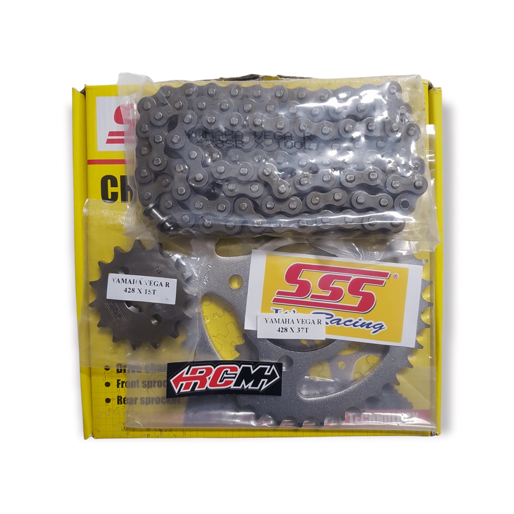 GEAR GER GIR SET CHAIN KIT YAMAHA VEGA R OLD LAMA DPN UK 15 BLKNG 37 RANTAI 428 SB 100L 100 L HITAM ORI ORIGINAL SSS ASLI