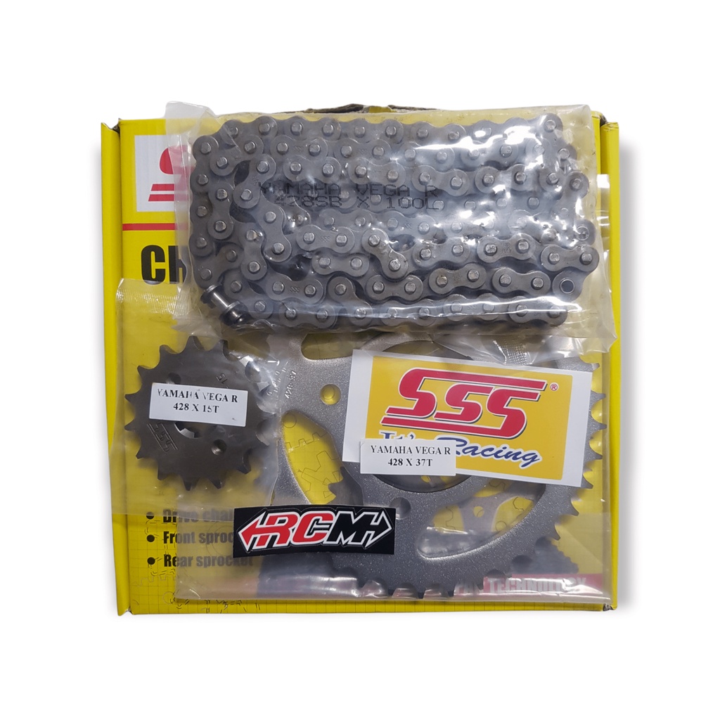 GEAR GER GIR SET CHAIN KIT YAMAHA VEGA R OLD LAMA DPN UK 15 BLKNG 37 RANTAI 428 SB 100L 100 L HITAM ORI ORIGINAL SSS ASLI