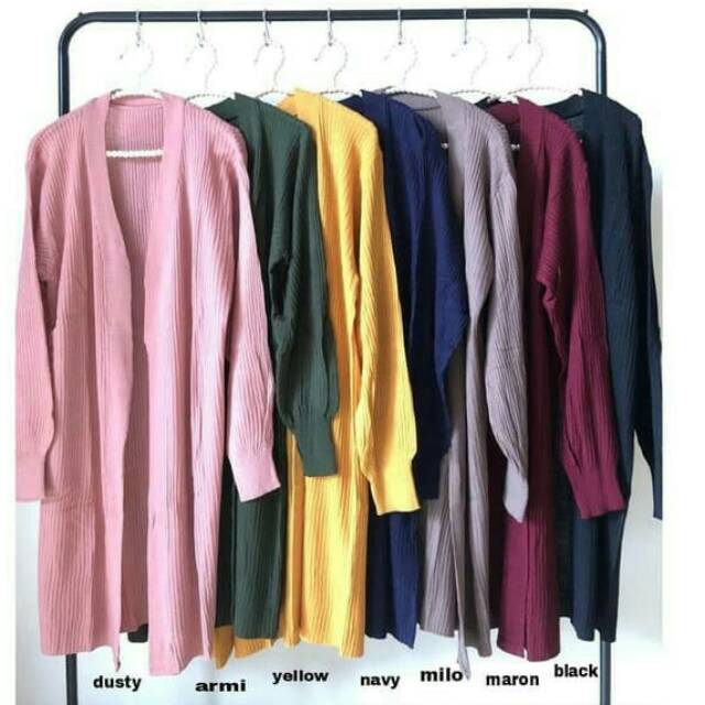 Cardy Long RO/ Fashion wanita baju cardigan cewek kardingan panjang cewek rajut wanita baju cewek