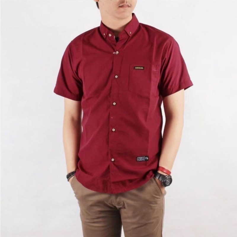 KEMEJA HEM PRIA LENGAN PENDEK MOTIF POLOS PREMIUM QUALITY