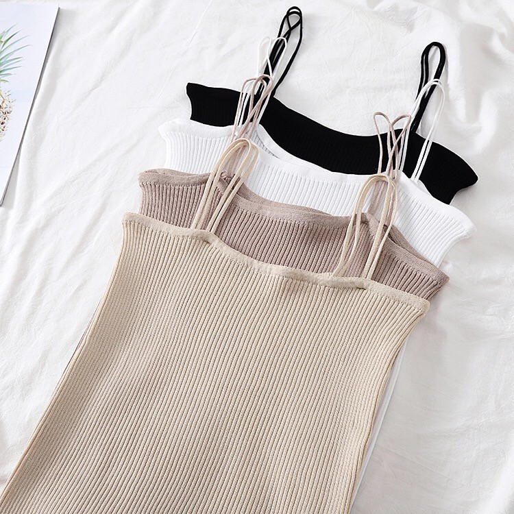 Korean Square Neck Knit Tanktop Rajut Polos C020-8