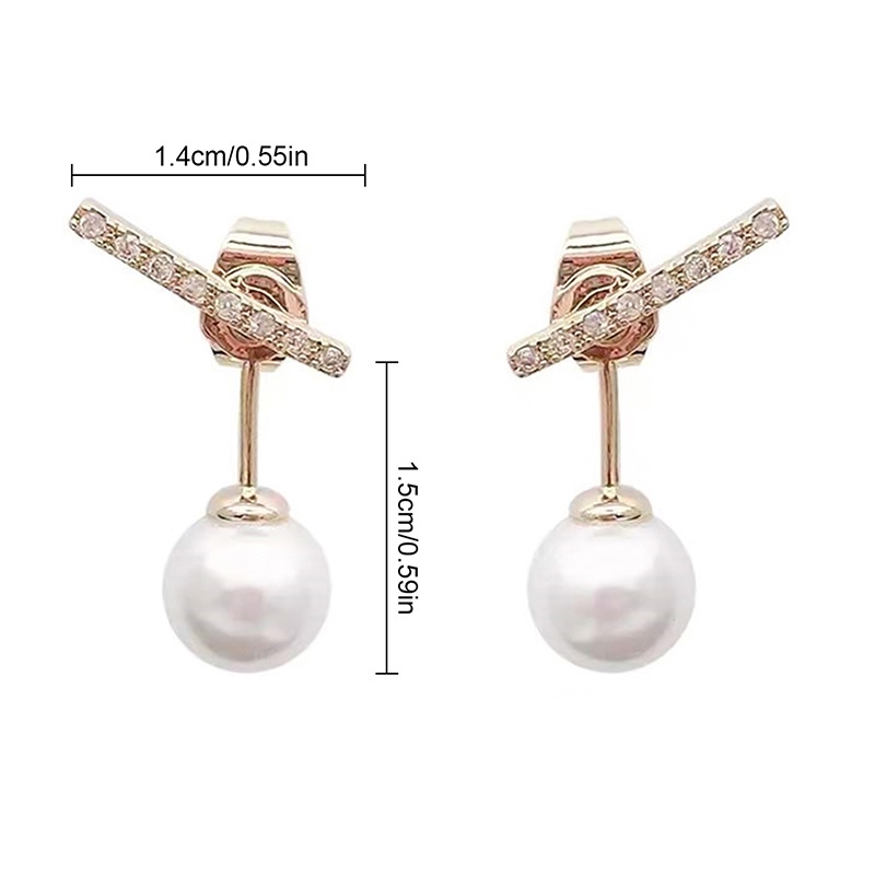 Anting 925 Silver Needle Hias Mutiara Berlian Imitasi Gaya Korea Untuk Wanita