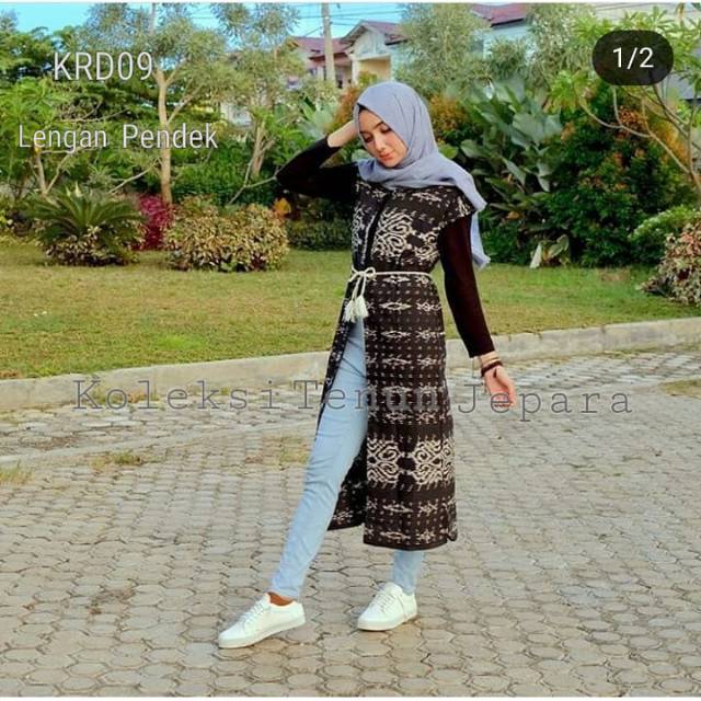 KTJ outer kardingan lengan pendek tenun etnik code KRD09