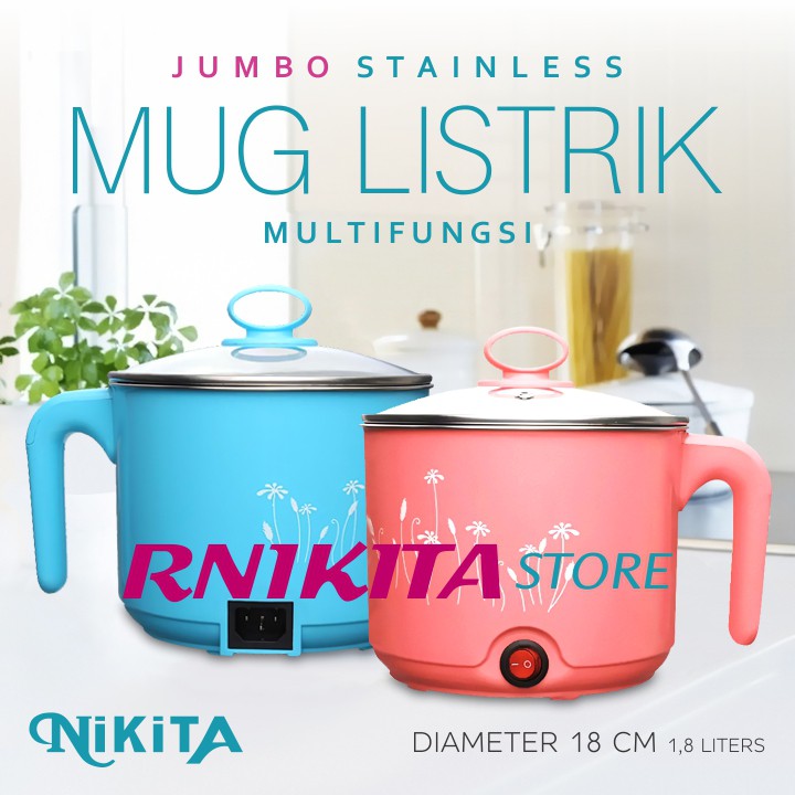 NIKITA JUMBO MUG LISTRIK + PEREBUS TELUR - Mug Pemanas Air Stainless Multiguna