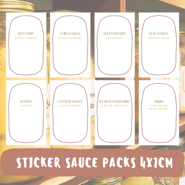 STICKER LABEL DAPUR 4x7 CM - BOTOL SAUS - BOTOL PLASTIK KERAMIK KACA