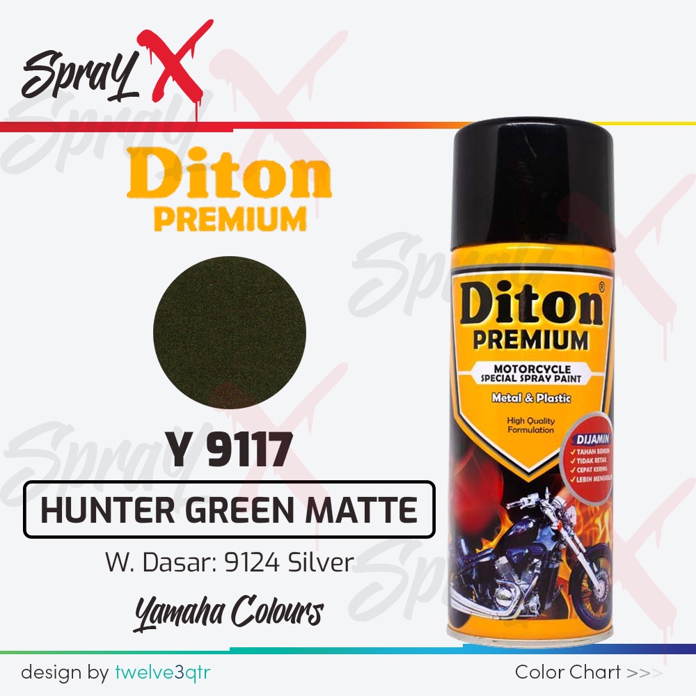 DITON PREMIUM YAMAHA HUNTER GREEN MATT Y 9117 / HIJAU DOFF #Y9117 400ML - CAT SEMPROT