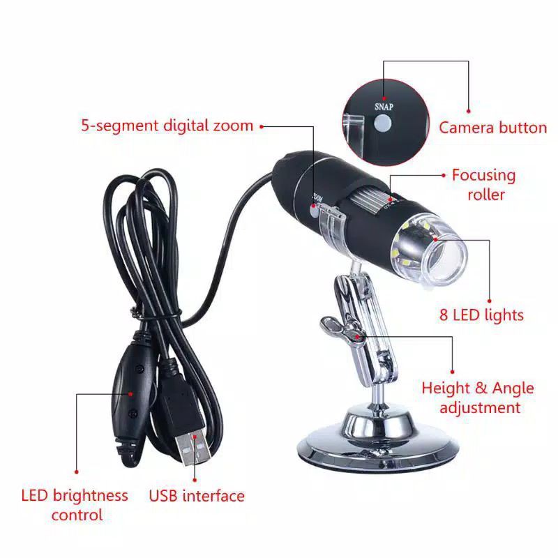 1600x zoom Digital microscope skin analyzer face & hair komputer and biological
