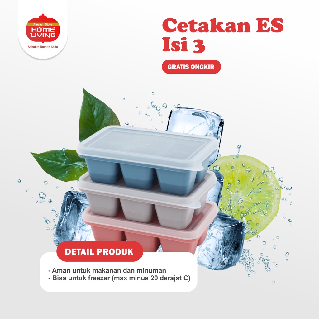 Cetakan Es Isi 3 pcs / Cetakan Es Batu Kulkas / Cetakan Es Batu
