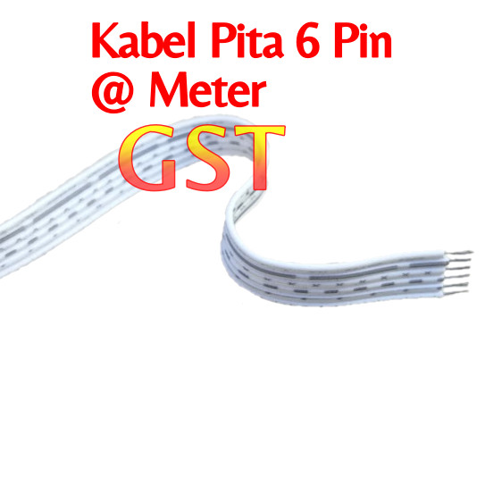 kabel pita 6 pin flat cable 6 pin jalur + - hitam