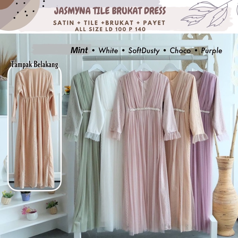 [ORI] Jasmyna Regumi Tile Dress Jumbo/Dress Tulle Ld 100 110/Dress Brukat Pesta/Dress Tile Seragaman/Dress Maternity