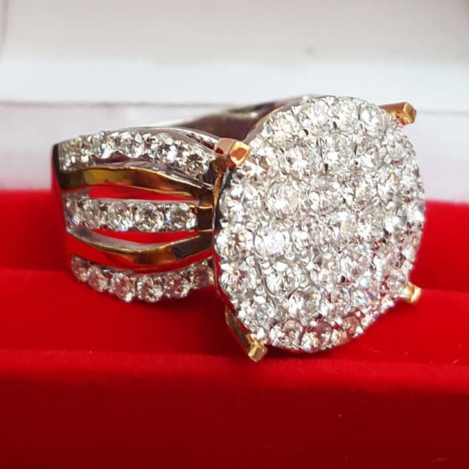 Cincin Wanita Kawin Nikah Original Emas Gold 18k Berlian Diamond Eropa Putih Asli DK1521