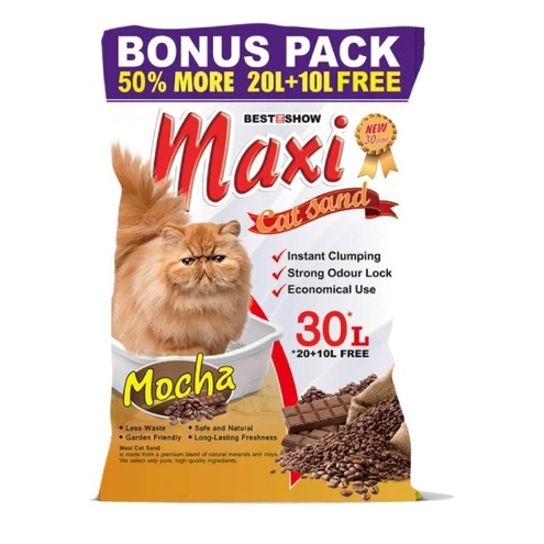 Pasir Maxi Cat Sand Mocha Aroma Kopi Coffee Liter Kucing Gumpal Wangi