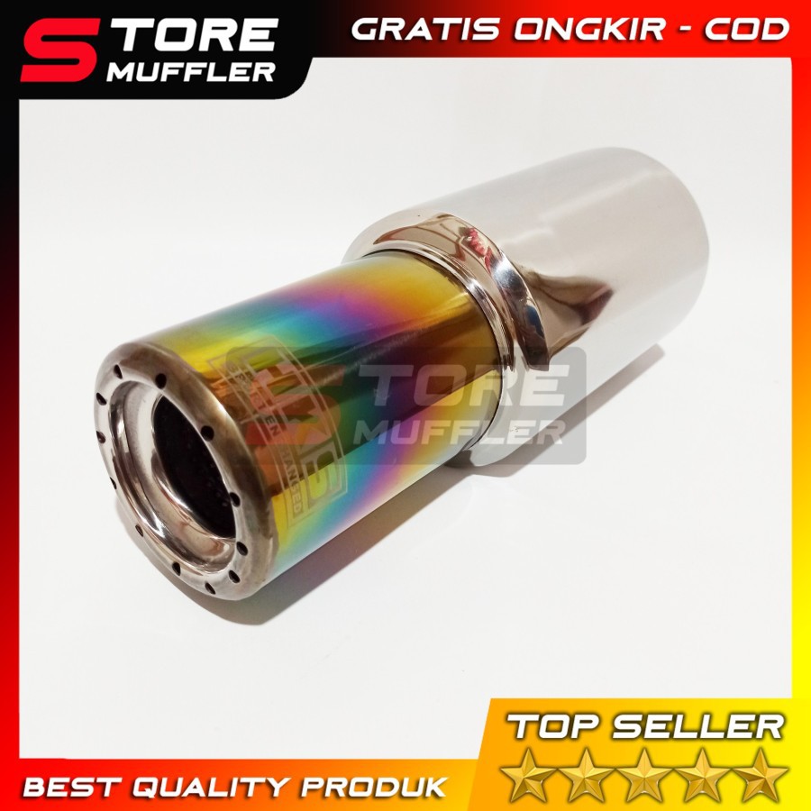 Knalpot Racing Mobil HKS Gronel Rainbow (Bass Bulat) - Pelangi