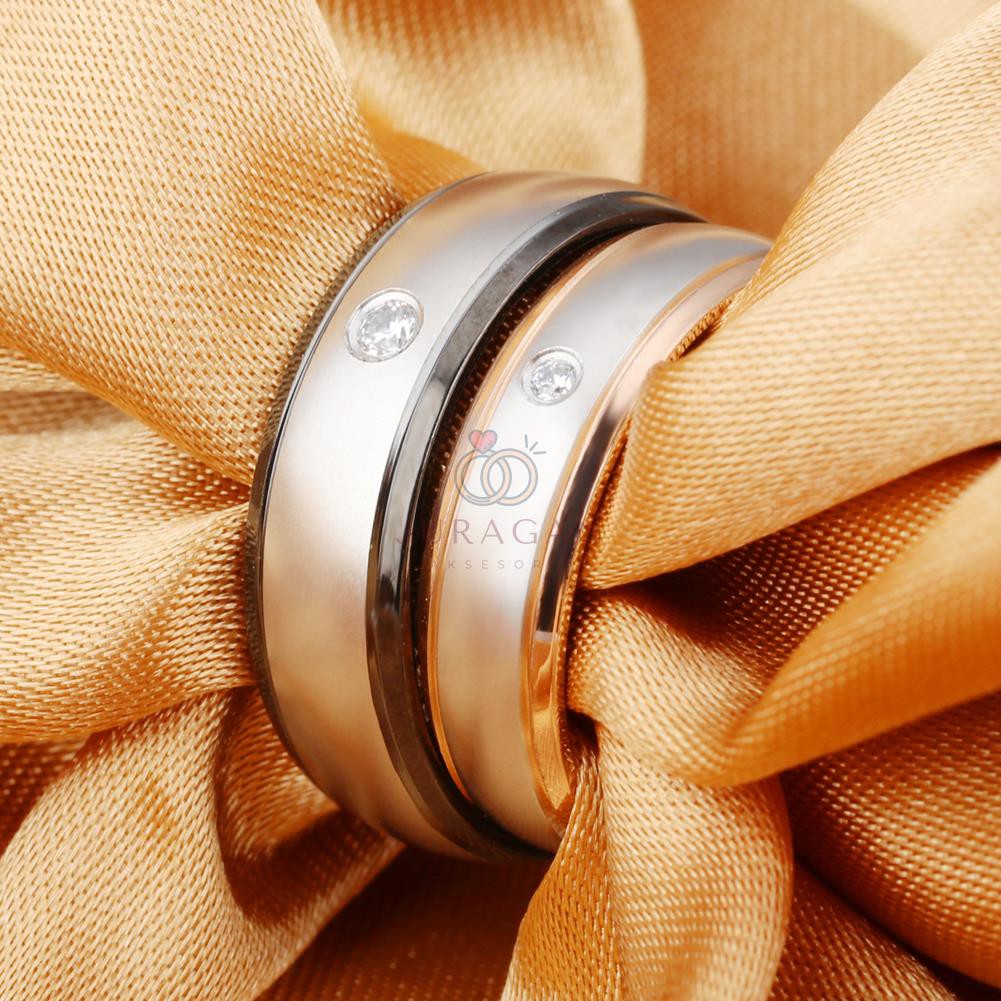 [HIGH QUALITY] Cincin Couple BUCIN R72 Titanium Ukir Nama + Box Cincin Beludru + BONUS Gelang Couple
