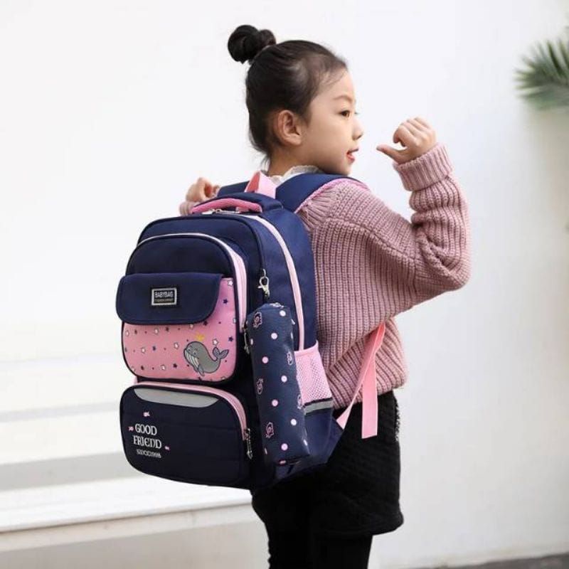 tas ransel anak TK SD tas punggung motif ikan paus