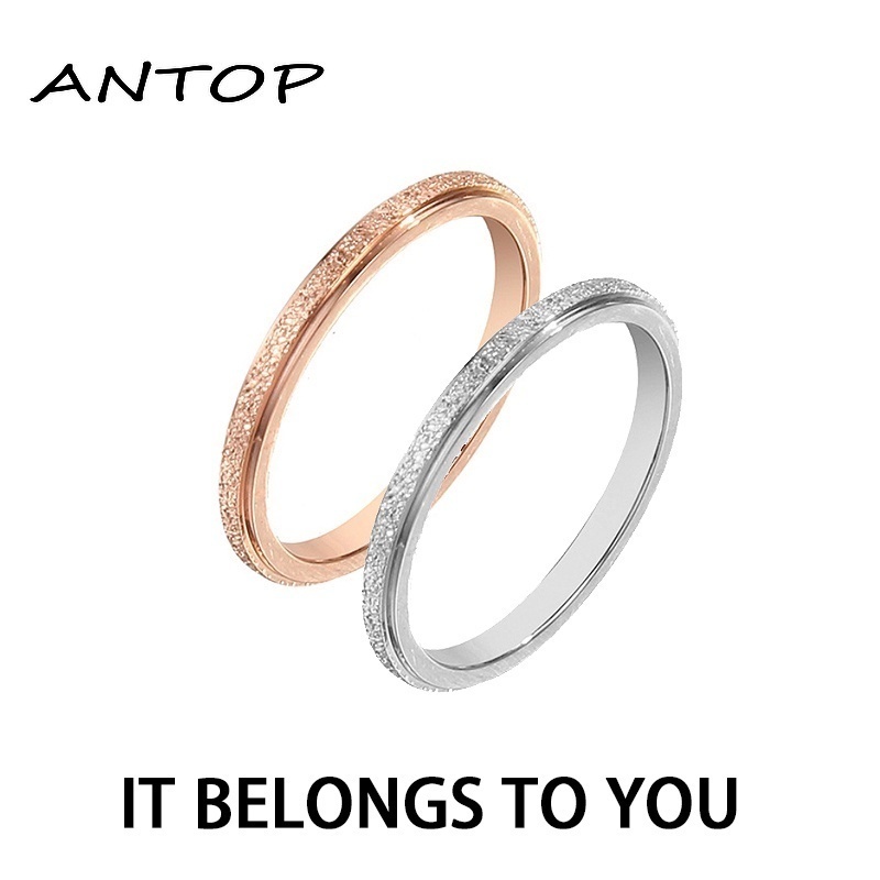 Korea Couple Cincin Fashion Matte Rust Proof Wanita Pria Perhiasan Aksesoris ANTOP