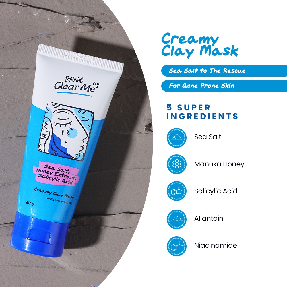 Dermies Clear Me Creamy Clay Mask 60gr - Masker Jerawat