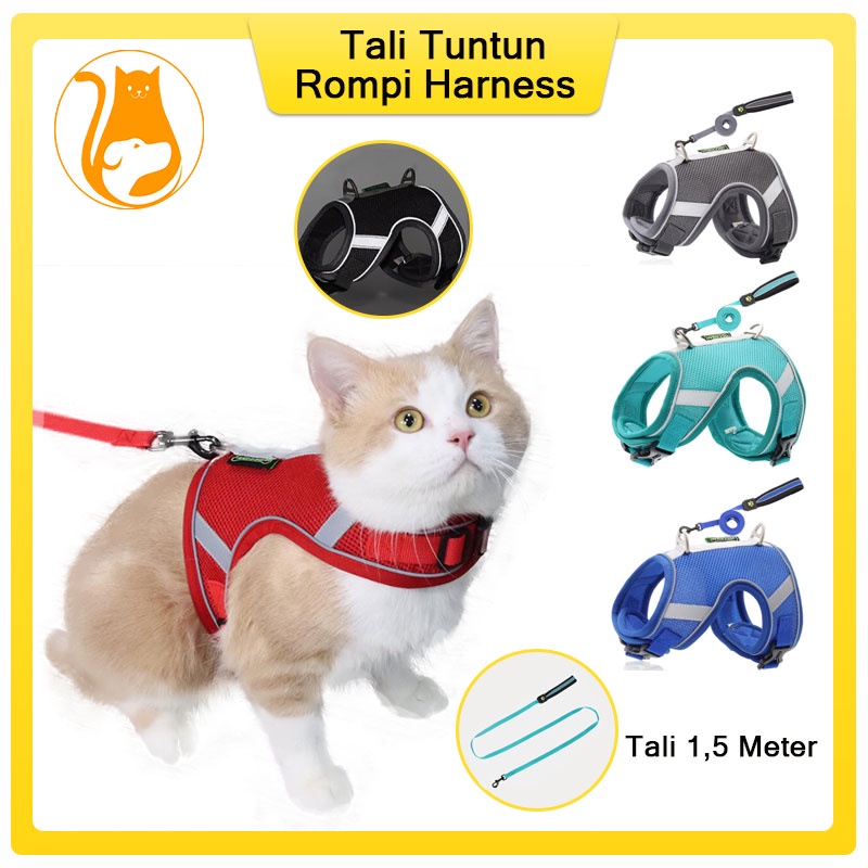 Tali Tuntun Rompi Kucing Harness Baju Kucing Kitten Anjing Murah Cat Dog Leash Harnes Tali Tuntun Kalung Kucing Kelinci Musang Monyet Cat Harness