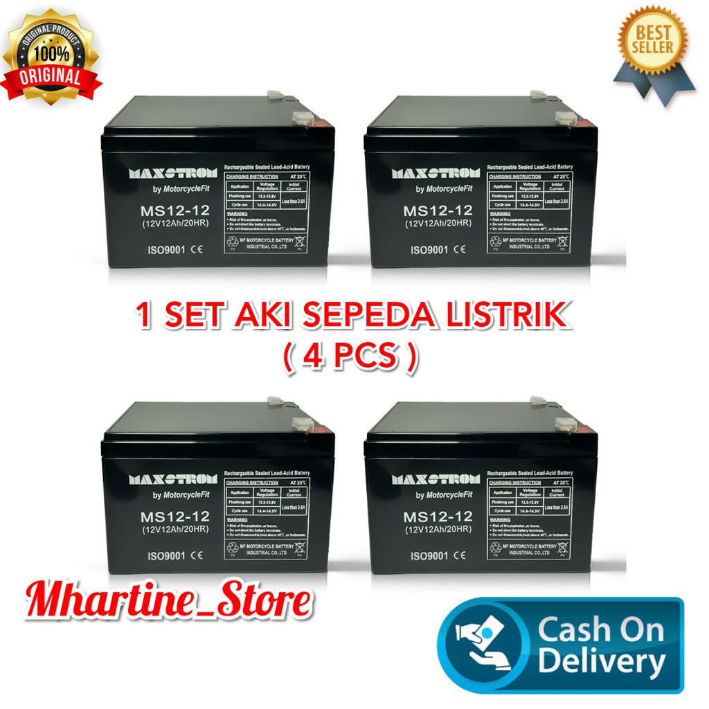 AKI ACCU SEPEDA LISTRIK 12V 12AH 4 PCS GS YUASA
