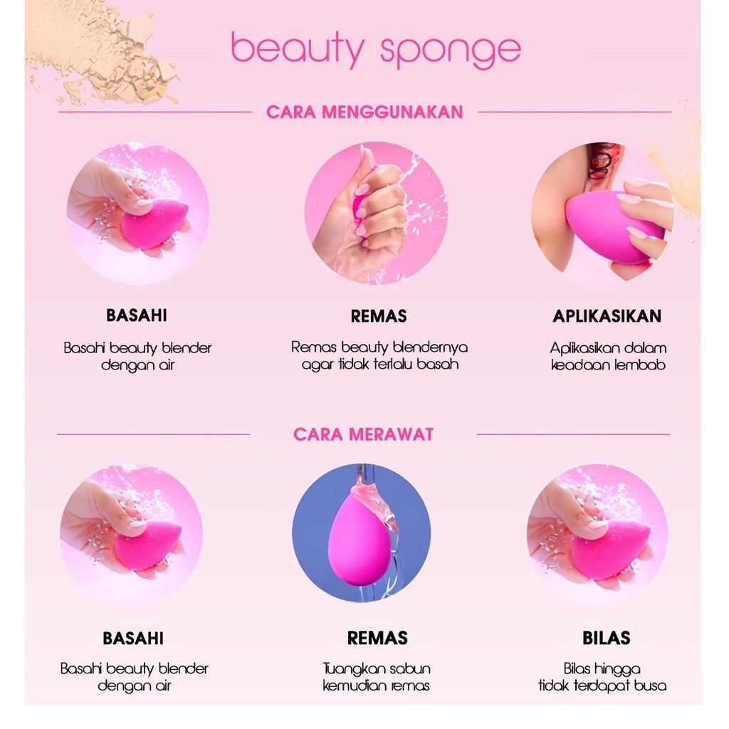 Brasov Spons Make Up Model Telur | Egg Cut Telur | Guci Contouring Blending Sponge Foundation Spon