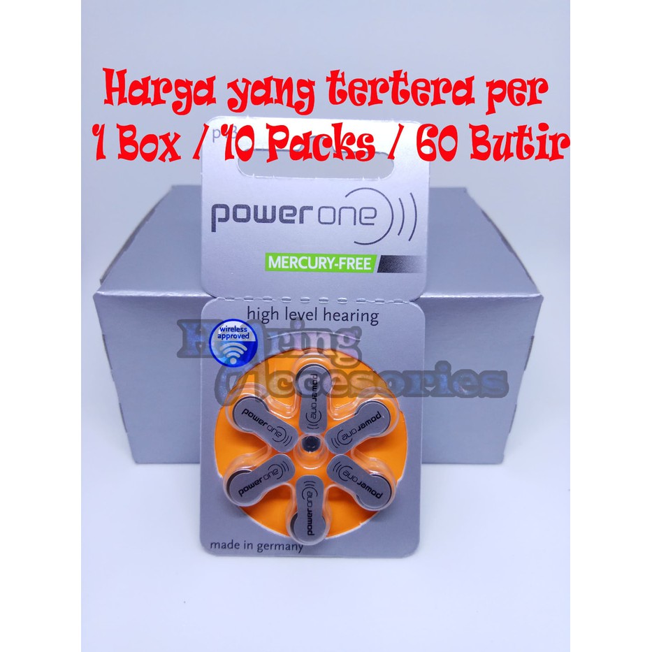 Baterai Alat Bantu Dengar PowerOne All Size Hearing Aid Battery Mercury-Free