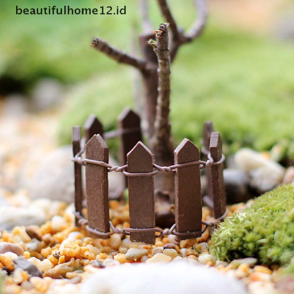 【beautifulhome12.id】 Wood Fence Palisade Miniature Fairy Garden Home Houses Decoration Mini Craft Micro Landscaping Decor DIY Accessories .