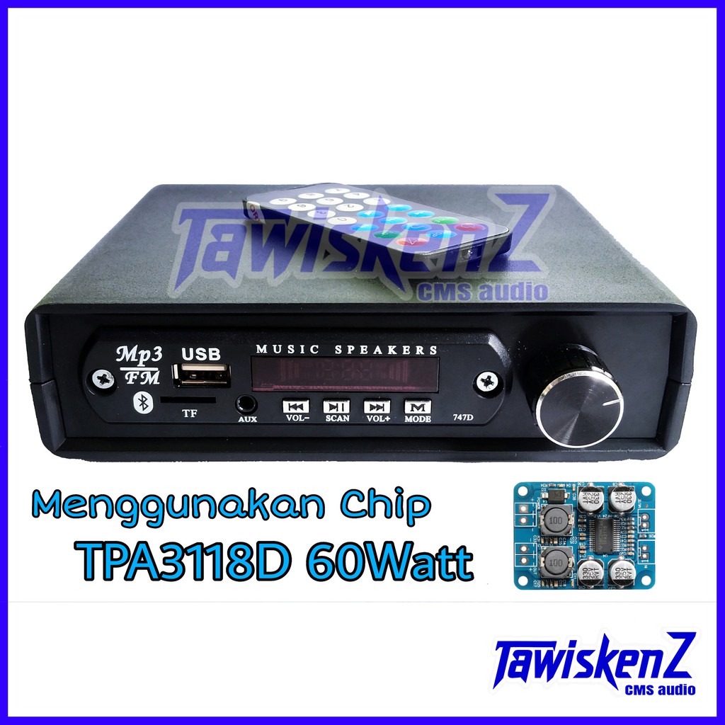 Amplifier Mono TPA3118D 60Watt. Bluetooth.